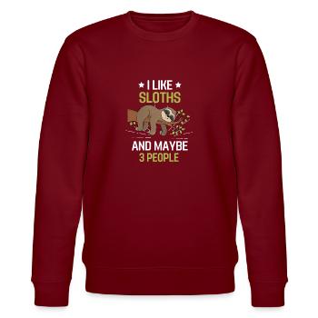 Tropisches Zoo Tier Lustiges Geschenk Faultier - Stanley/Stella Unisex Bio-Sweatshirt CHANGER  - Burgunderrot - Vorne - Nik (191cm) & Marisol (170cm)