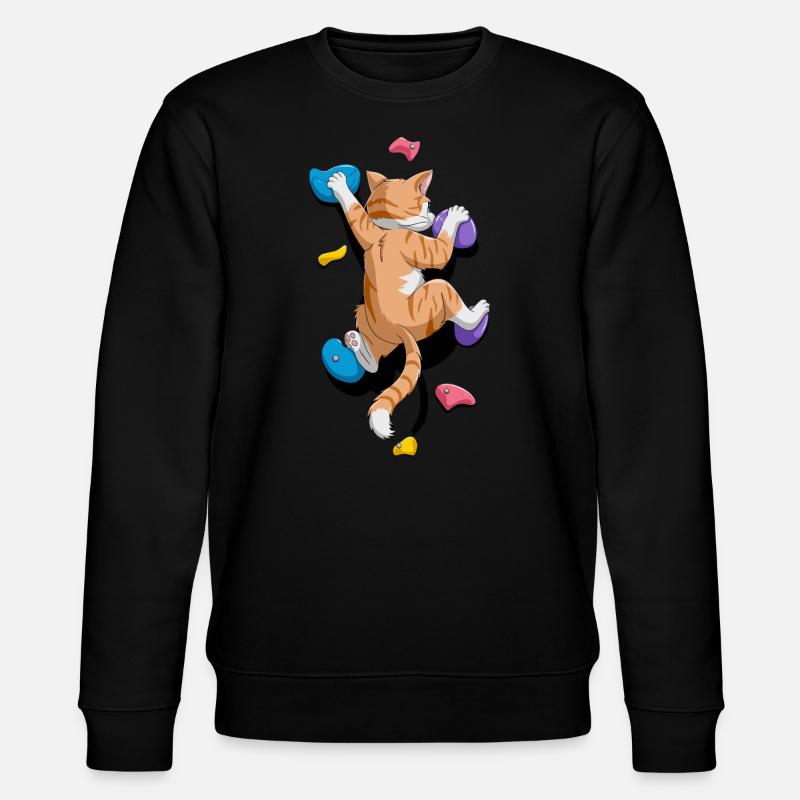 Lustige Boulder-Katze Felsenkletterns - Stanley/Stella Unisex Bio-Sweatshirt CHANGER  - Schwarz