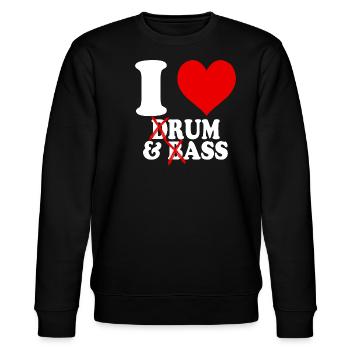 Ich liebe Drum & Bass Rum Arsch Lustiges Herz - Stanley/Stella Unisex Bio-Sweatshirt CHANGER  - Schwarz - Vorne - Nik (191cm) & Marisol (170cm)