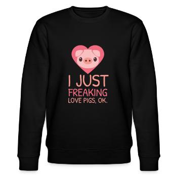 Je viens de paniquer les porcs d'amour | Cochon rose Oink - Sweat bio CHANGER Stanley/Stella Unisexe - noir - Devant - Nik (191cm) & Marisol (170cm)