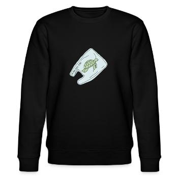 Schildkröte gefangen in einer Plastiktüte - Stanley/Stella Unisex Bio-Sweatshirt CHANGER  - Schwarz - Vorne - Nik (191cm) & Marisol (170cm)