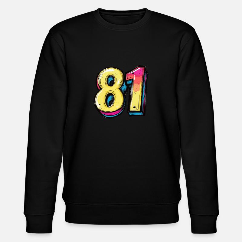 81 Zahl Comic - Stanley/Stella Unisex Bio-Sweatshirt CHANGER  - Schwarz