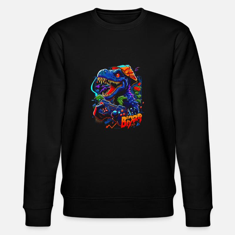 Dinosaurier Gamer - Stanley/Stella Unisex Bio-Sweatshirt CHANGER  - Schwarz