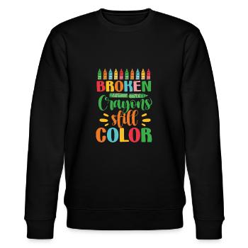 Broken Crayons Still Color - Stanley/Stella CHANGER Unisex Organic Sweatshirt - black - Front - Nik (191cm) & Marisol (170cm)