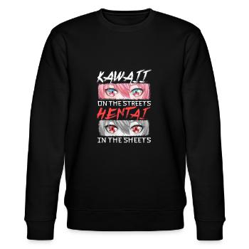 Kawaii on the streets - Hentai in the sheets - Stanley/Stella Unisex Bio-Sweatshirt CHANGER  - Schwarz - Vorne - Nik (191cm) & Marisol (170cm)