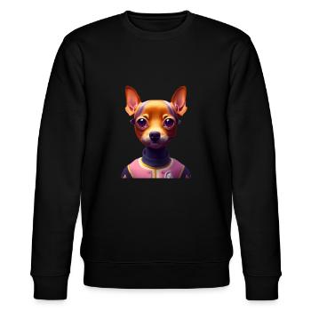 Zwergpinscher Hund - Zwergpinscher - Stanley/Stella Unisex Bio-Sweatshirt CHANGER  - Schwarz - Vorne - Nik (191cm) & Marisol (170cm)