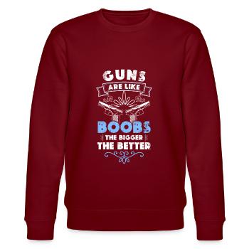 Waffe Munition Waffenbesitzer Freiheit - Stanley/Stella Unisex Bio-Sweatshirt CHANGER  - Burgunderrot - Vorne - Nik (191cm) & Marisol (170cm)