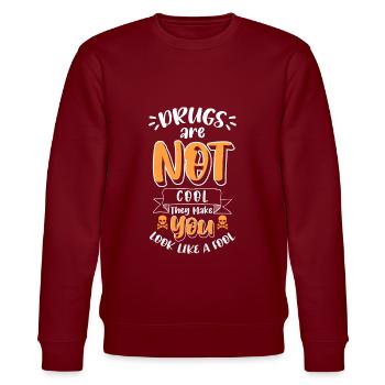 Drogenfrei Nüchtern Marihuana Tabak - Stanley/Stella Unisex Bio-Sweatshirt CHANGER  - Burgunderrot - Vorne - Nik (191cm) & Marisol (170cm)
