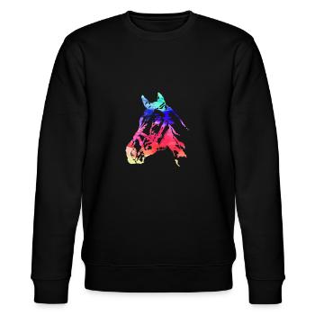 pferdekopf,pferd,aquarell,pink,malerei,bunt - Stanley/Stella Unisex Bio-Sweatshirt CHANGER  - Schwarz - Vorne - Nik (191cm) & Marisol (170cm)