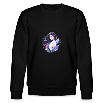 Asian Urban Girl - Yumi - Stanley/Stella Unisex Bio-Sweatshirt CHANGER  - Schwarz - Vorne - Nik (191cm) & Marisol (170cm)