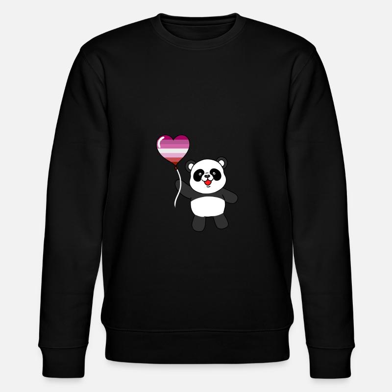 Panda Lesbian Herzballon - Stanley/Stella Unisex Bio-Sweatshirt CHANGER  - Schwarz