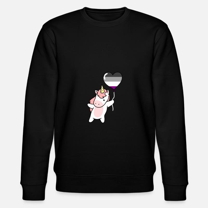 Einhorn Herzballon Asexual Pride - Stanley/Stella Unisex Bio-Sweatshirt CHANGER - Schwarz