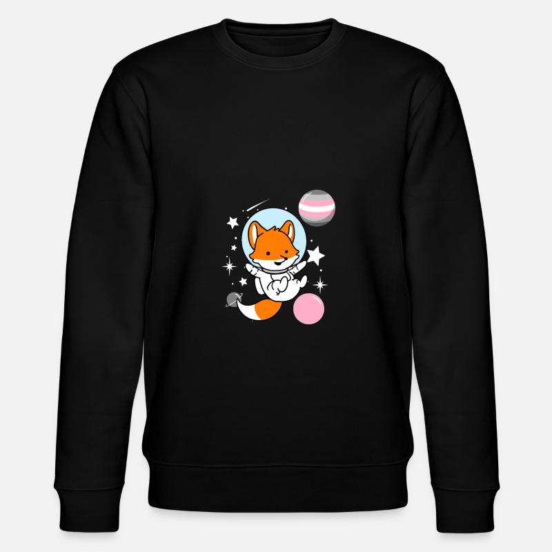 Fox Astronaut Demigirl Pride - Stanley/Stella CHANGER Unisex Organic Sweatshirt - black