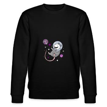 Asexuelles Opossum im Weltraum Ace Pride - Stanley/Stella Unisex Bio-Sweatshirt CHANGER  - Schwarz - Vorne - Nik (191cm) & Marisol (170cm)
