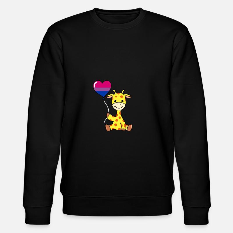 Giraffe mit Bisexual Pride Luftballon - Stanley/Stella Unisex Bio-Sweatshirt CHANGER  - Schwarz