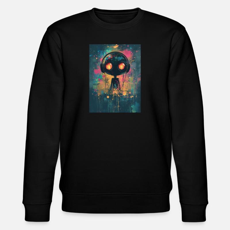 Abstrakter Roboter Mit Kopfhörern - Stanley/Stella Unisex Bio-Sweatshirt CHANGER  - Schwarz