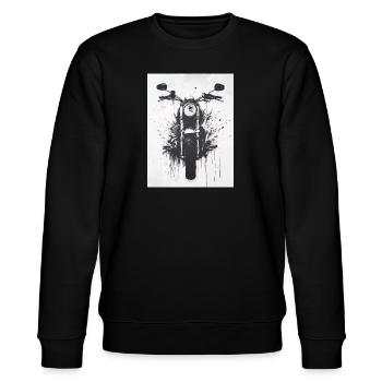 Moto Banksy Style - Pochoir - Noir-Blanc - Sweat bio CHANGER Stanley/Stella Unisexe - noir - Devant - Nik (191cm) & Marisol (170cm)