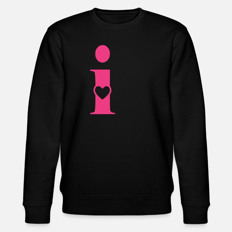 Buchstabe i Anfangsbuchstabe mit Herz - Stanley/Stella Unisex Bio-Sweatshirt CHANGER  - Schwarz
