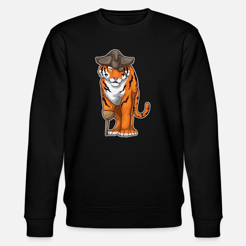 Tiger Pirat Holzbein Augenklappe - Stanley/Stella Unisex Bio-Sweatshirt CHANGER  - Schwarz