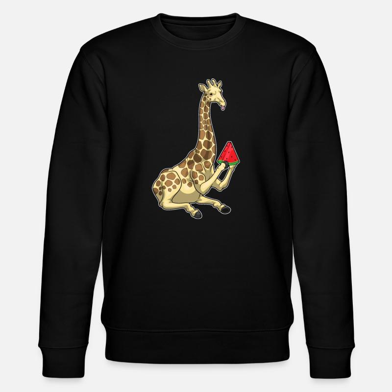 Giraffe Wassermelone - Stanley/Stella Unisex Bio-Sweatshirt CHANGER  - Schwarz