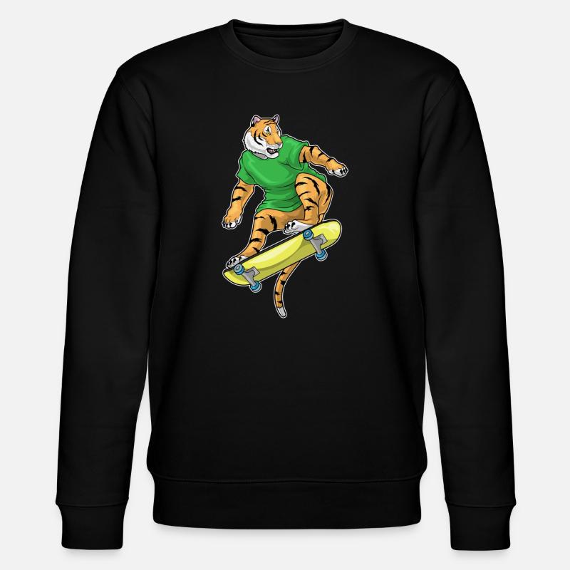 Tiger Skater Skateboard - Stanley/Stella CHANGER Unisex Organic Sweatshirt - black