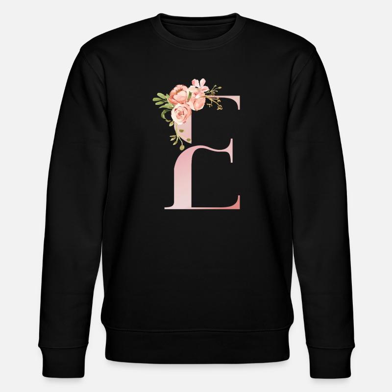 Pastellflorales Monogramm E - Stanley/Stella Unisex Bio-Sweatshirt CHANGER  - Schwarz