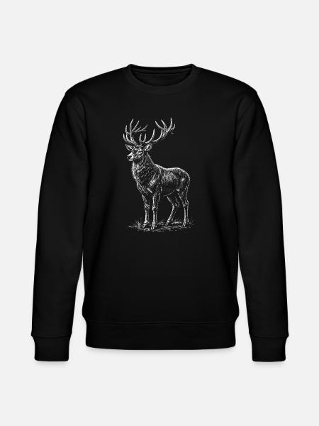 White Deer Silhouette with Antlers - Stanley/Stella CHANGER Unisex Organic Sweatshirt - black