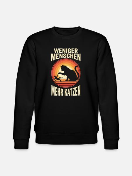 Weniger Menschen Mehr Katzen - Stanley/Stella Unisex Bio-Sweatshirt CHANGER  - Schwarz