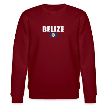 Belize Vintage Belizische Flagge Belizer - Stanley/Stella Unisex Bio-Sweatshirt CHANGER  - Burgunderrot - Vorne - Nik (191cm) & Marisol (170cm)