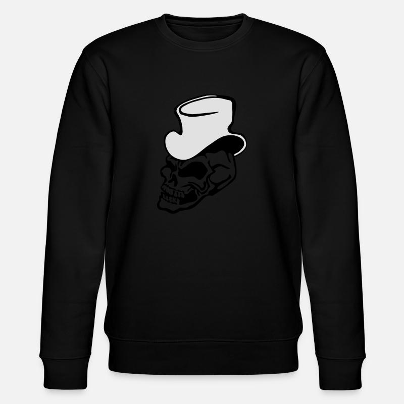 Skull with Top Hat - Stanley/Stella CHANGER Unisex Organic Sweatshirt - black