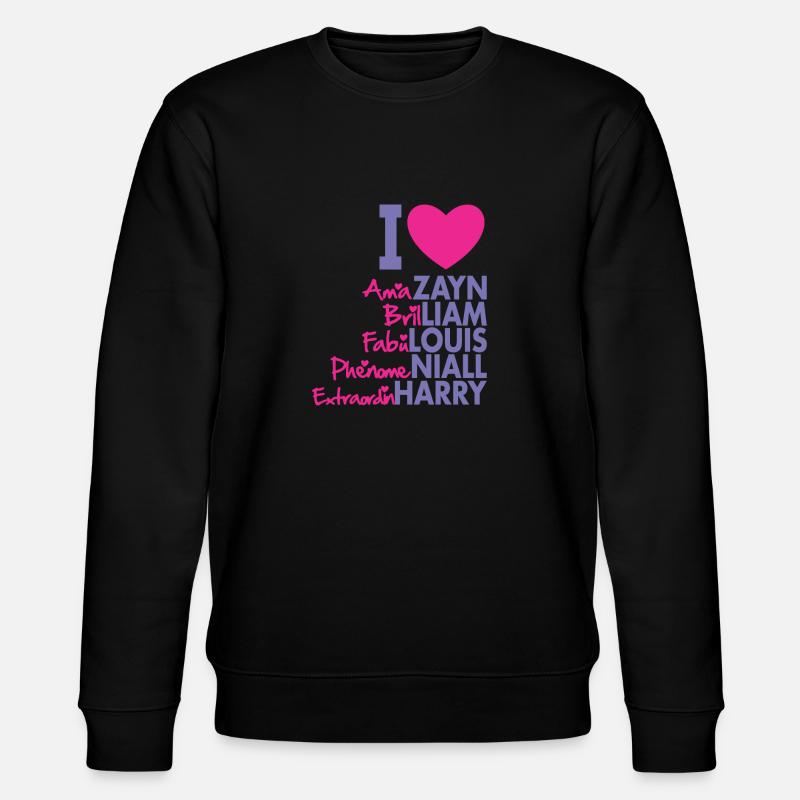 I Heart 1D - Stanley/Stella Unisex Bio-Sweatshirt CHANGER  - Schwarz