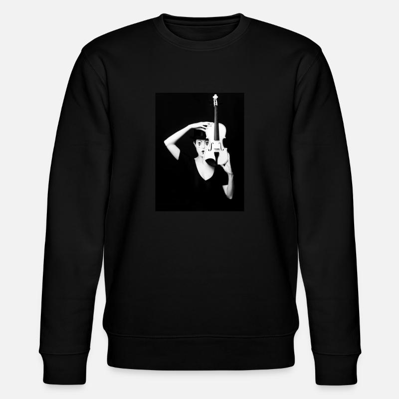 Pierrot mit Geige - Stanley/Stella Unisex Bio-Sweatshirt CHANGER  - Schwarz