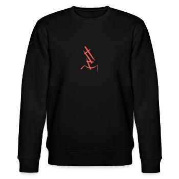 Roter, abstrakter Buchstabe E - Stanley/Stella Unisex Bio-Sweatshirt CHANGER  - Schwarz - Vorne - Nik (191cm) & Marisol (170cm)