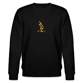Orange E on T-shirt - Stanley/Stella CHANGER Unisex Organic Sweatshirt - black - Front - Nik (191cm) & Marisol (170cm)