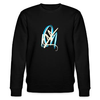 Blauweisse Abstraktheit: Das abstrakteste Geschenk - Stanley/Stella Unisex Bio-Sweatshirt CHANGER  - Schwarz - Vorne - Nik (191cm) & Marisol (170cm)