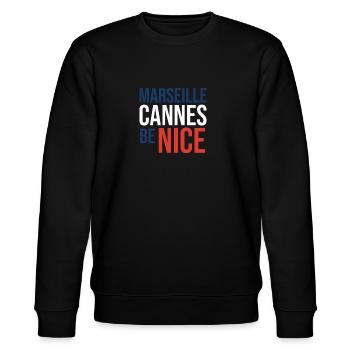 Marseille Cannes be Nice - Stanley/Stella Unisex Bio-Sweatshirt CHANGER  - Schwarz - Vorne - Nik (191cm) & Marisol (170cm)