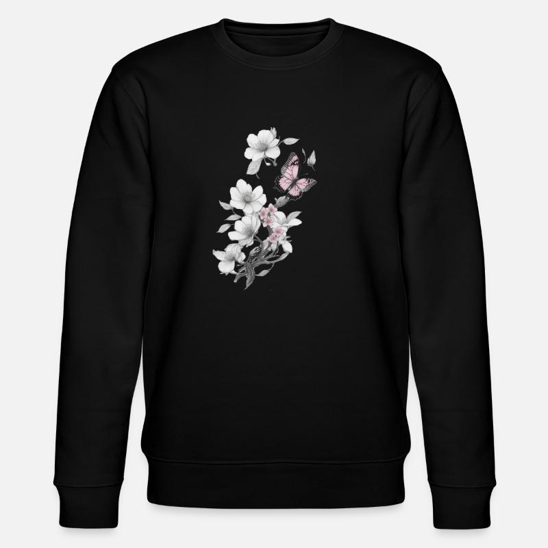 Papillon avec fleur - Sweat bio CHANGER Stanley/Stella Unisexe - noir