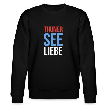 Thunerseeliebe Thunersee Liebe - Stanley/Stella Unisex Bio-Sweatshirt CHANGER  - Schwarz - Vorne - Nik (191cm) & Marisol (170cm)
