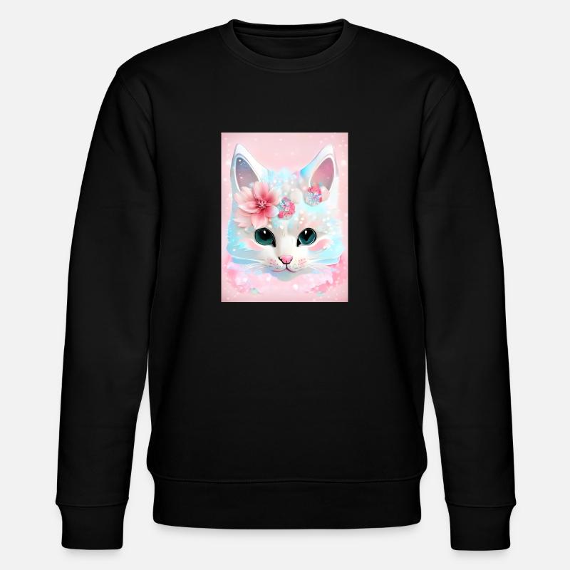 Weiße Katze - Stanley/Stella Unisex Bio-Sweatshirt CHANGER  - Schwarz