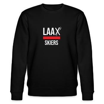 Laax Kinder Souvenir Pullover T-Shirt Tasche - Stanley/Stella Unisex Bio-Sweatshirt CHANGER  - Schwarz - Vorne - Nik (191cm) & Marisol (170cm)