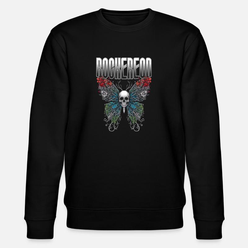 Lebendige Schädel & Schmetterling Ätherische Flügel - Stanley/Stella Unisex Bio-Sweatshirt CHANGER  - Schwarz