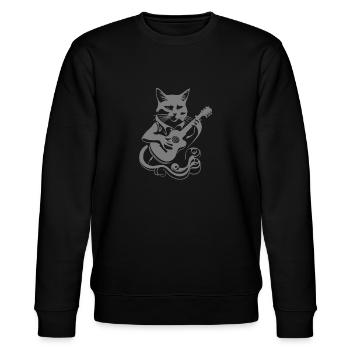 Weiße Steampunk Powerkatze - Stanley/Stella Unisex Bio-Sweatshirt CHANGER  - Schwarz - Vorne - Nik (191cm) & Marisol (170cm)