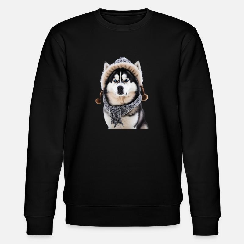 Husky mit Mütze - Stanley/Stella Unisex Bio-Sweatshirt CHANGER  - Schwarz