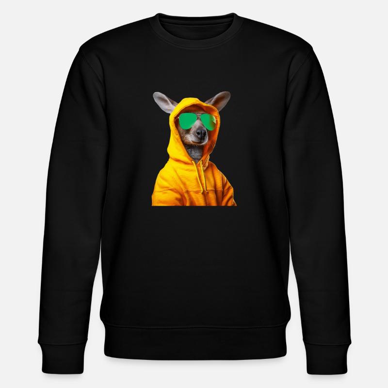 Känguru mit Sonnenbrille Beuteltier Kangaroo - Stanley/Stella Unisex Bio-Sweatshirt CHANGER  - Schwarz