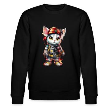Chat pompier super-héros - Sweat bio CHANGER Stanley/Stella Unisexe - noir - Devant - Nik (191cm) & Marisol (170cm)
