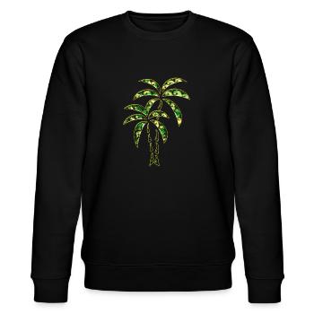 Palmen Tropical Tattoo Sommer Wellen Illustration - Stanley/Stella Unisex Bio-Sweatshirt CHANGER  - Schwarz - Vorne - Nik (191cm) & Marisol (170cm)