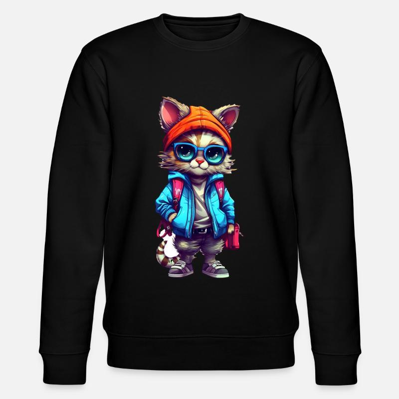 Cute Cat Cartoon - Stanley/Stella Unisex Bio-Sweatshirt CHANGER  - Schwarz