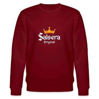 Salsera Original - Salsa Dance Shirts - Stanley/Stella Unisex Bio-Sweatshirt CHANGER  - Burgunderrot - Vorne - Nik (191cm) & Marisol (170cm)