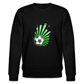 Fußball-Design (Sterne) 01 - Stanley/Stella Unisex Bio-Sweatshirt CHANGER  - Schwarz - Vorne - Nik (191cm) & Marisol (170cm)