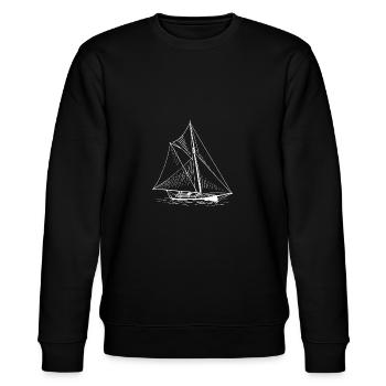 Segelboot - Stanley/Stella Unisex Bio-Sweatshirt CHANGER  - Schwarz - Vorne - Nik (191cm) & Marisol (170cm)